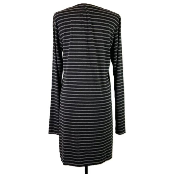 Long Tall Sally Jersey Knit Tunic Mini Dress Black Gray Stripe Size M - Picture 4 of 11